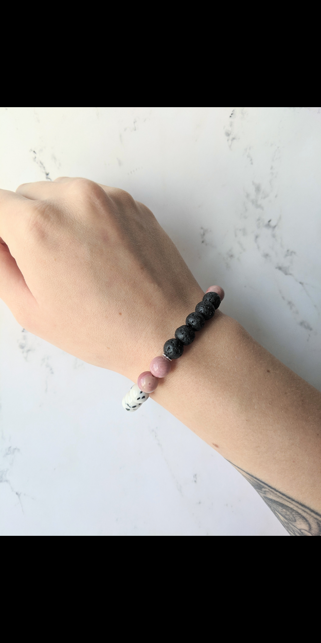 Dalmatian Jade Rhodonite & Lava Rock Diffuser Bracelet