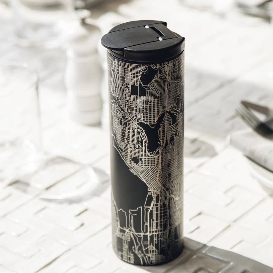 Wenatchee WA Map Tumbler in Matte Black