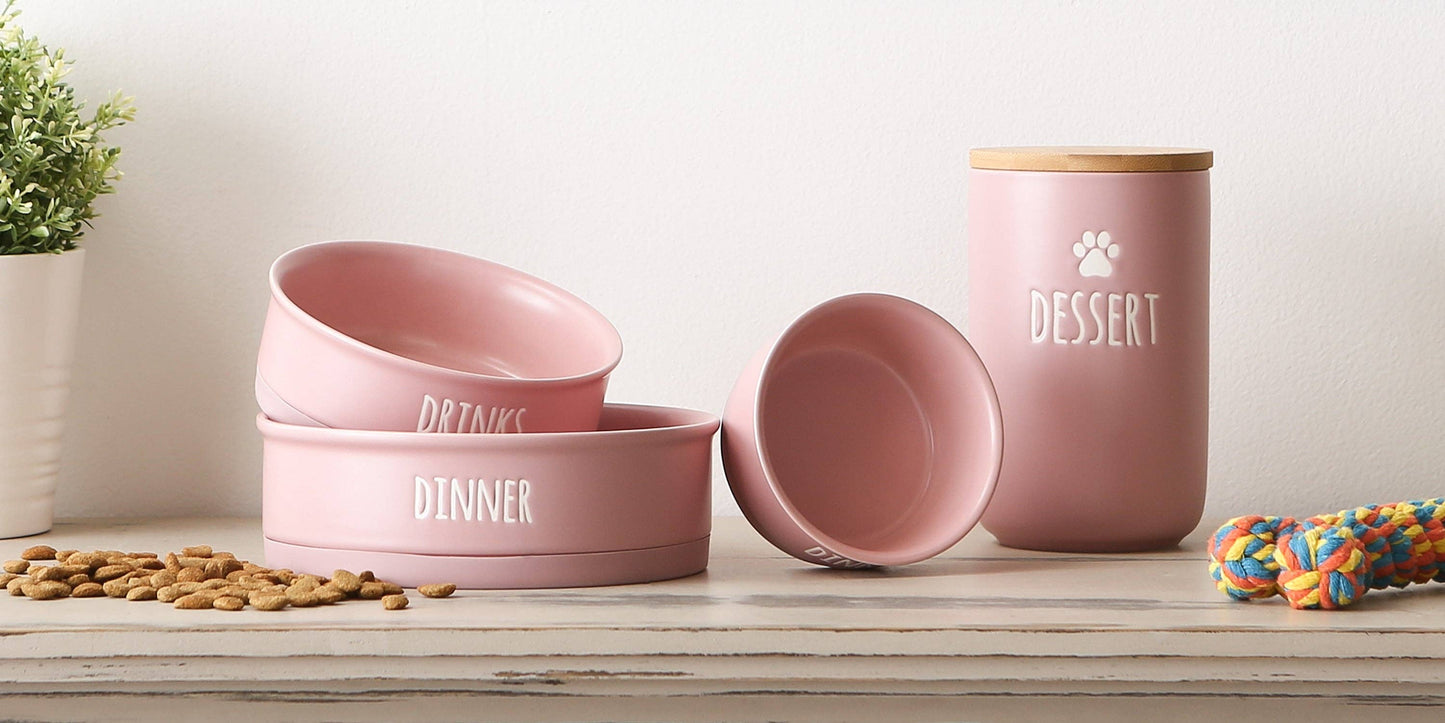 Pale Mauve Pet Bowl Set of 2 - Dinner And Drinks
