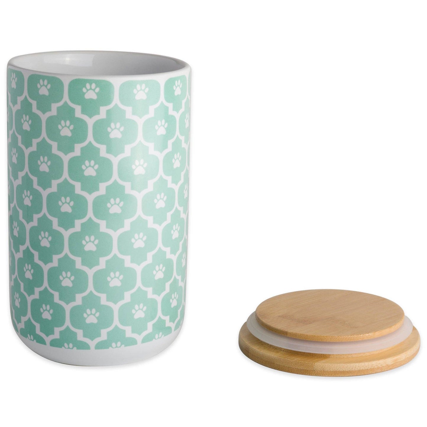 Aqua Paw Lattice Print Ceramic Treat Canister