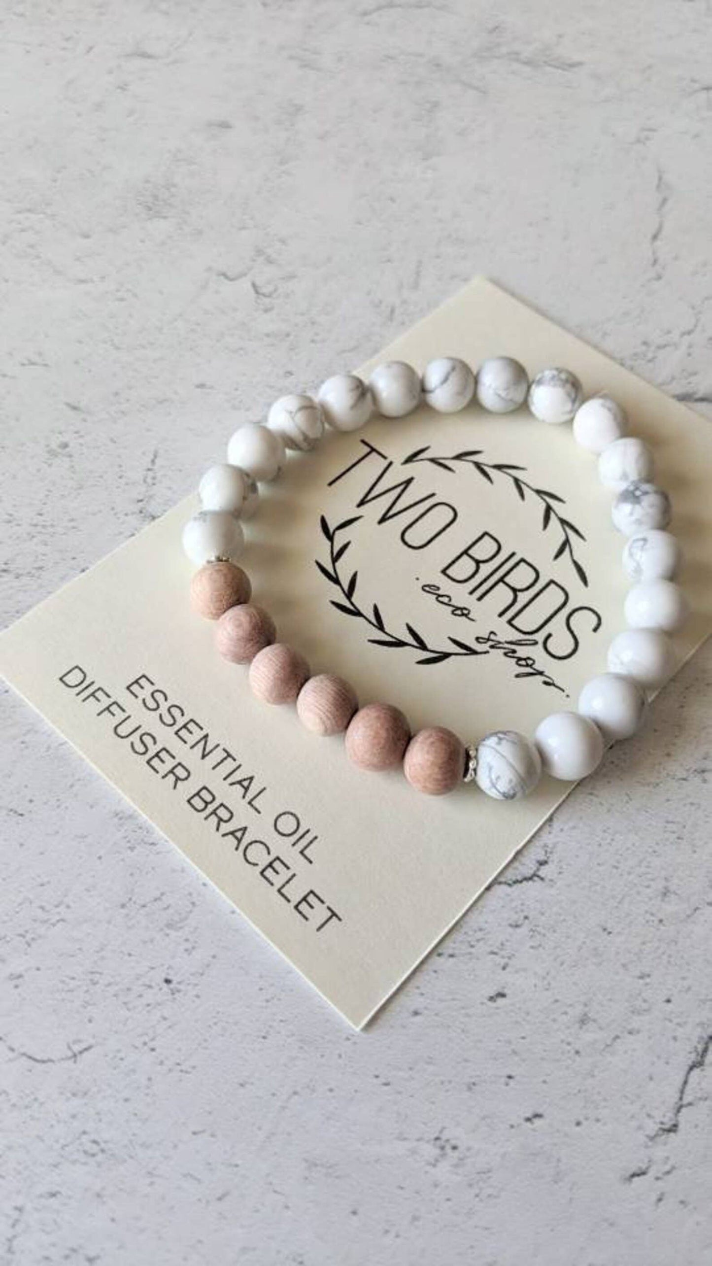 Marble Howlite & Rosewood Diffuser Bracelet