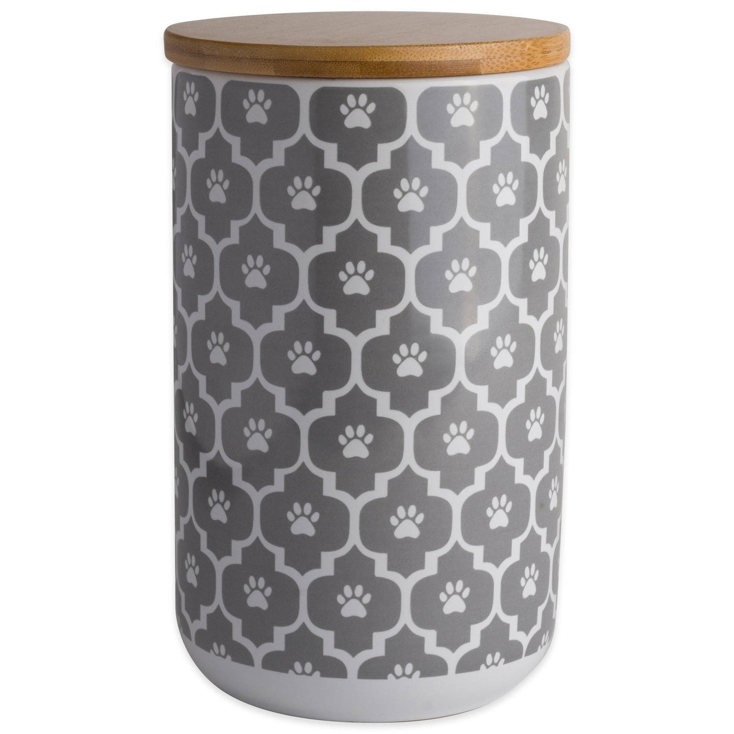 Gray Paw Lattice Print Ceramic Treat Canister