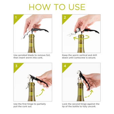 Truetap™: Soft-Touch Double-Hinged Corkscrew - Green