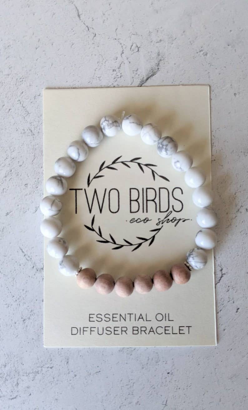 Marble Howlite & Rosewood Diffuser Bracelet