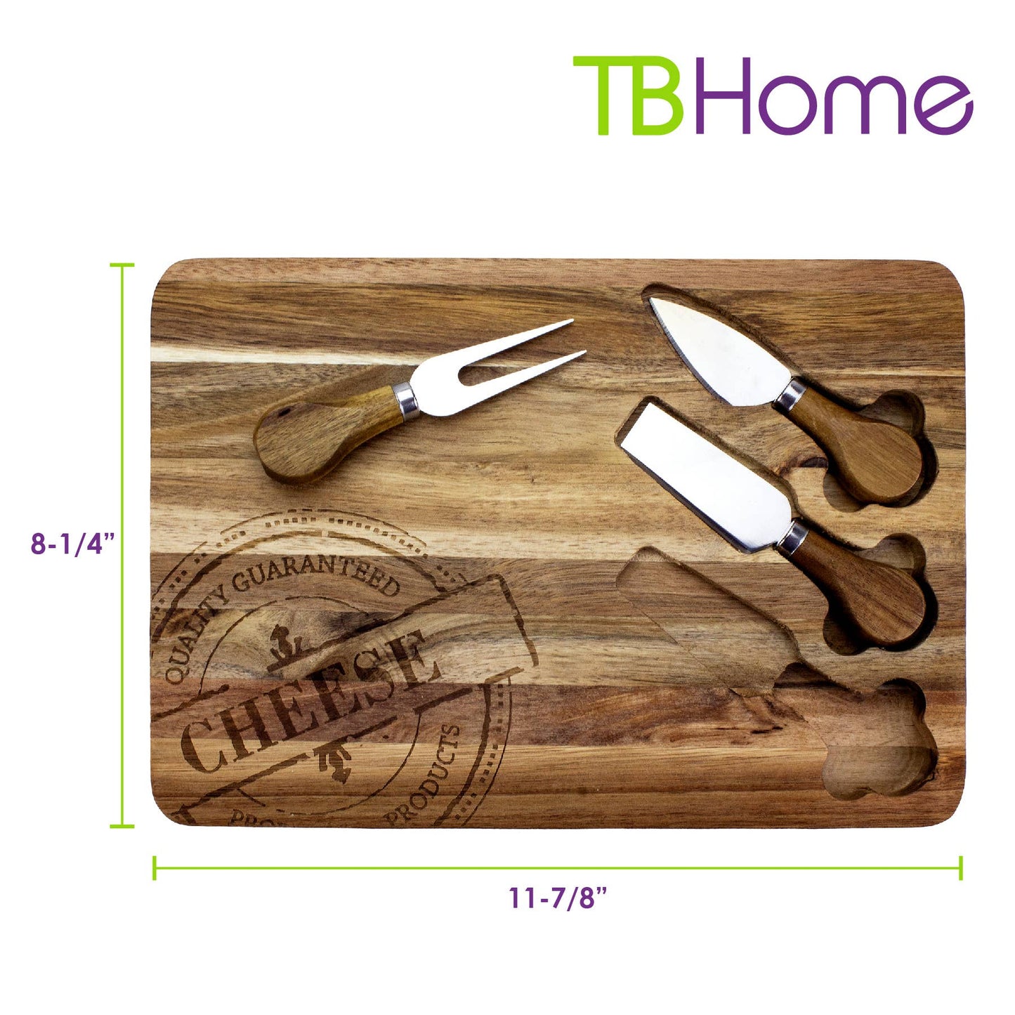 4-Pc. Acacia Wood Cheese Board & Cheese Tool Set