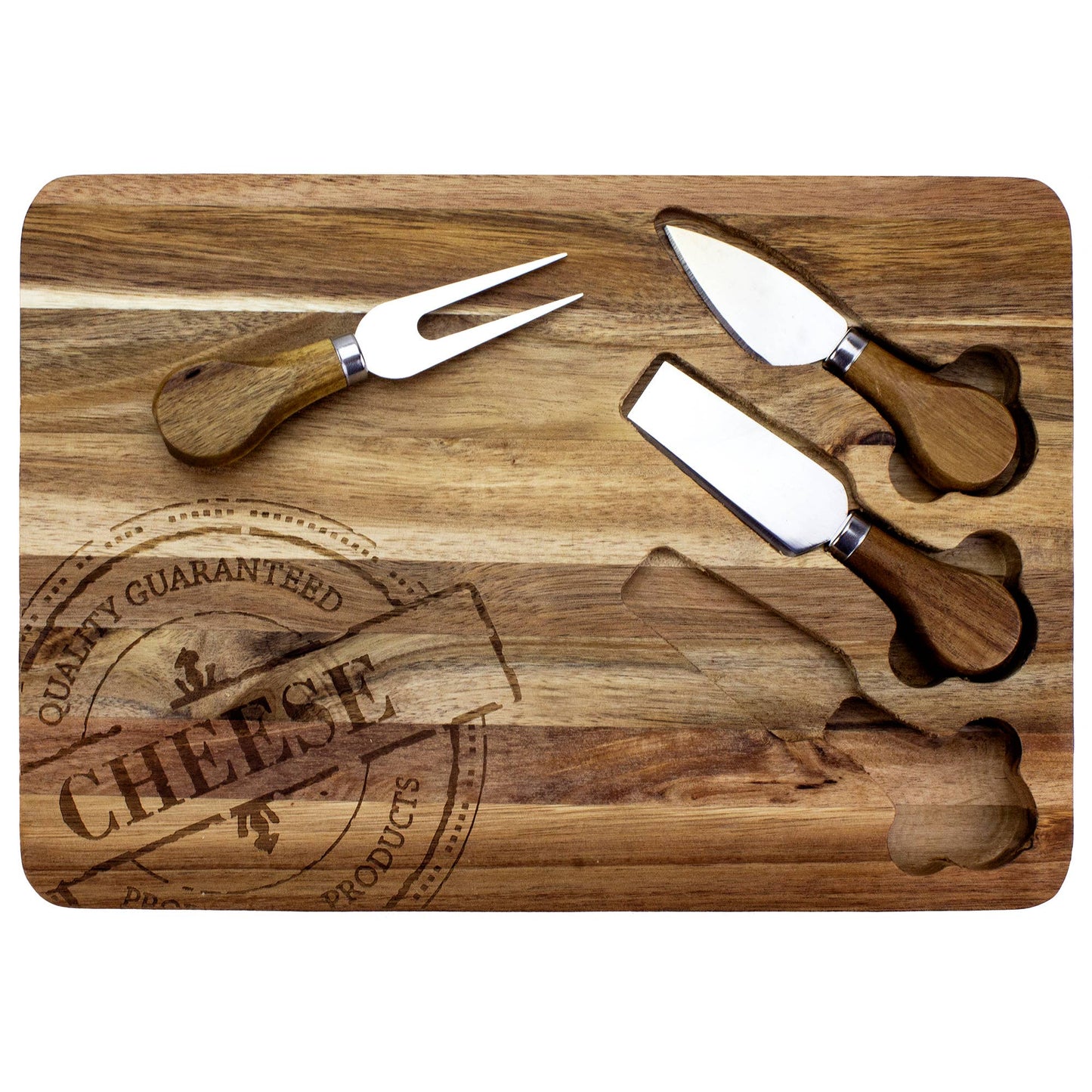 4-Pc. Acacia Wood Cheese Board & Cheese Tool Set