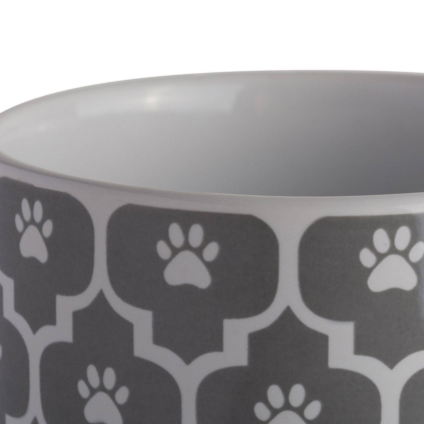 Gray Paw Lattice Print Ceramic Treat Canister