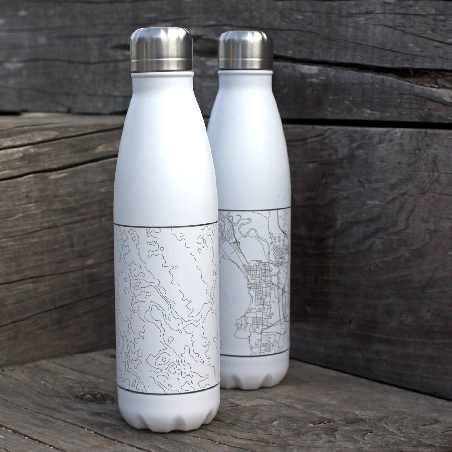 Wenatchee WA Map Insulated Bottle in Matte White