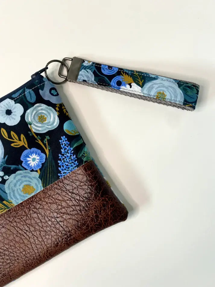 Rifle Paper Co. Blue Floral Wristlet