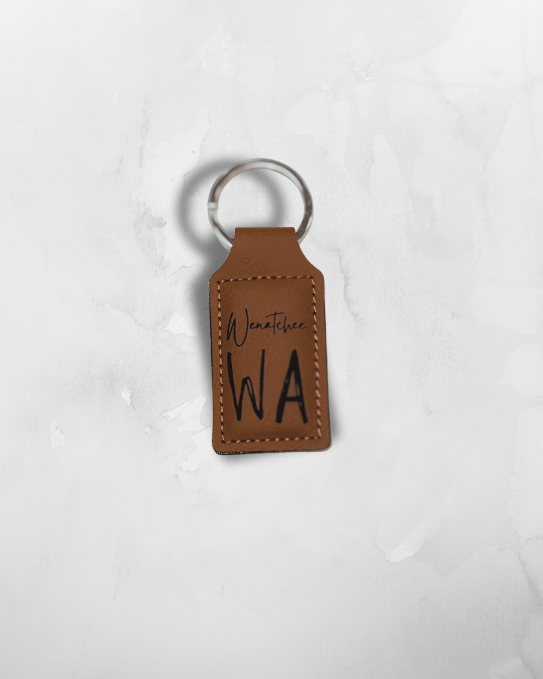 Wenatchee WA Leather Keychain