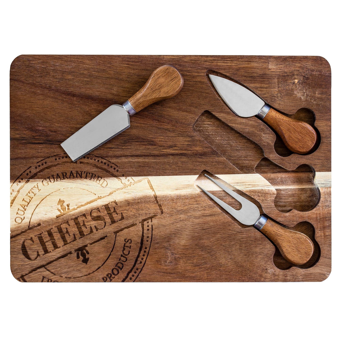 4-Pc. Acacia Wood Cheese Board & Cheese Tool Set