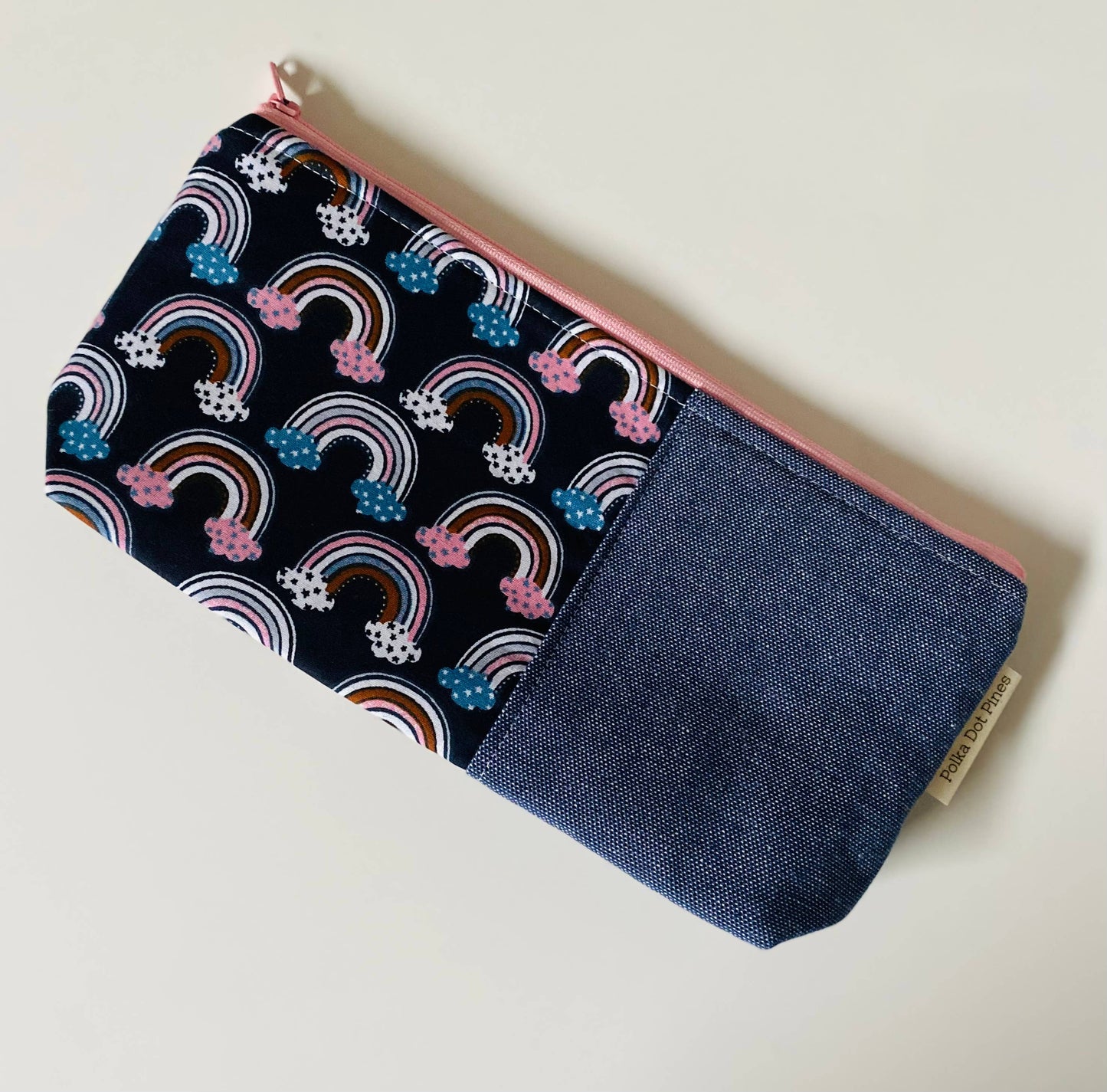 Navy Rainbows Pencil Pouch
