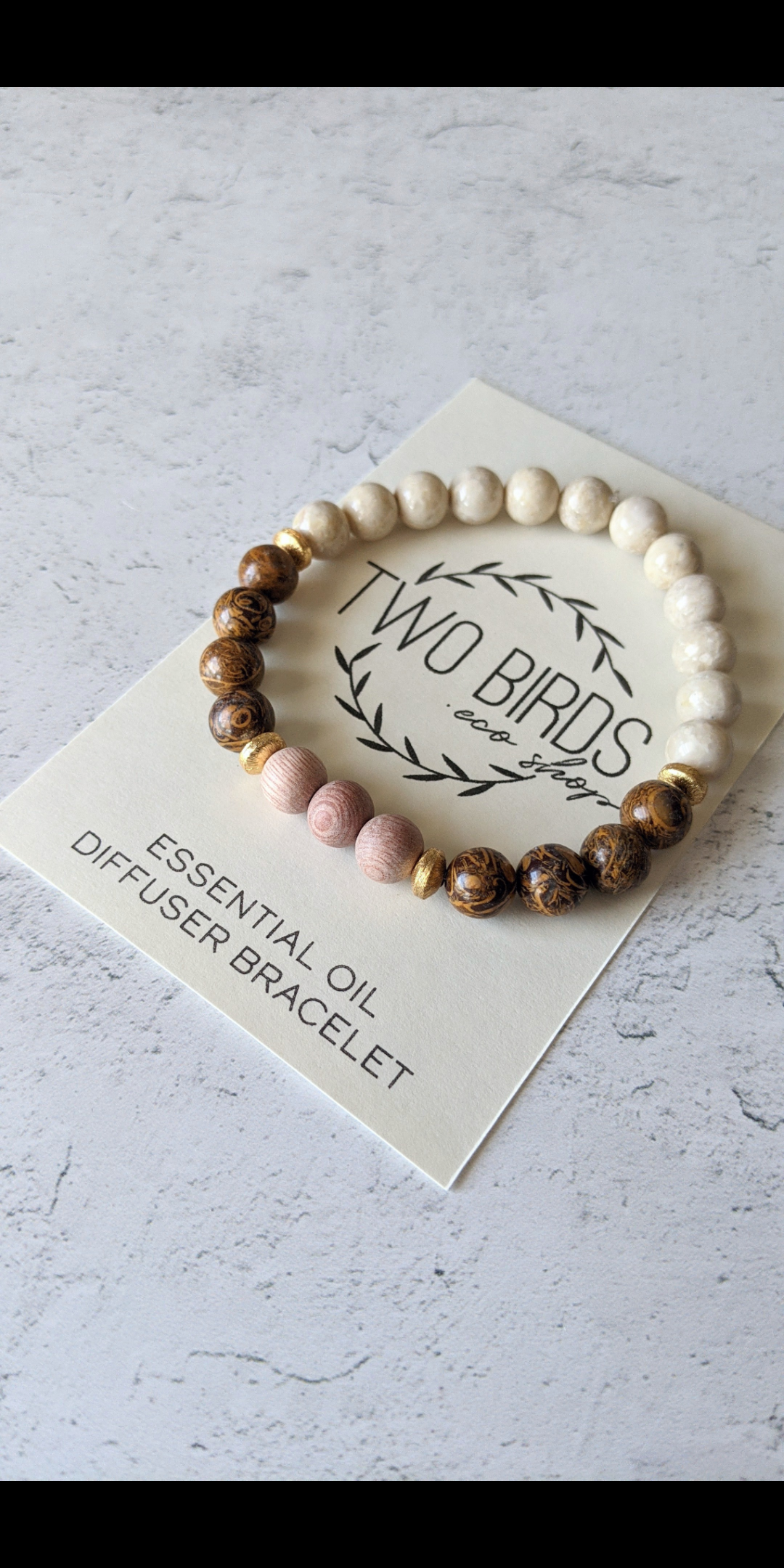 Oak Jasper Riverstone & Rosewood Diffuser Bracelet