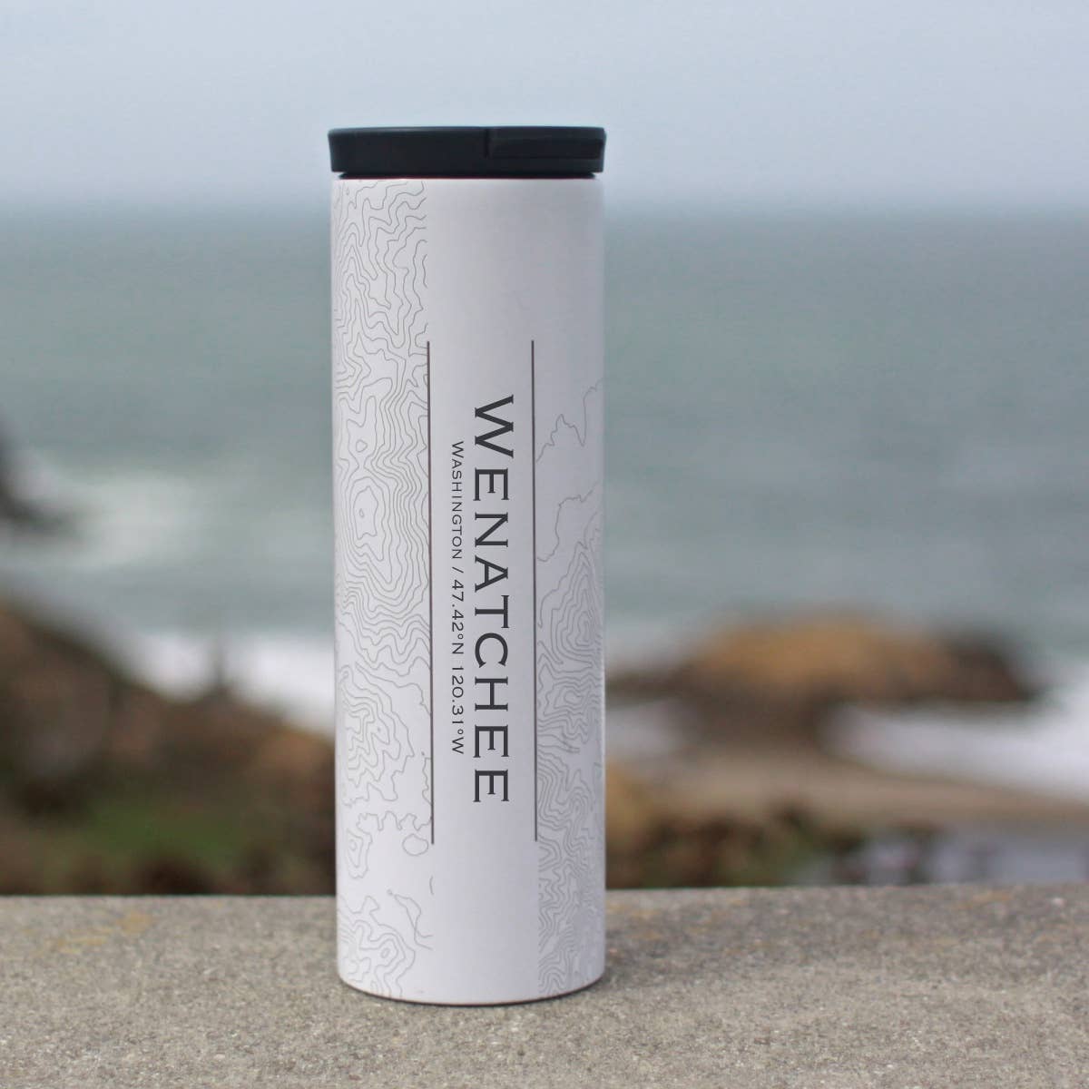 Wenatchee WA Map Tumbler in Matte White