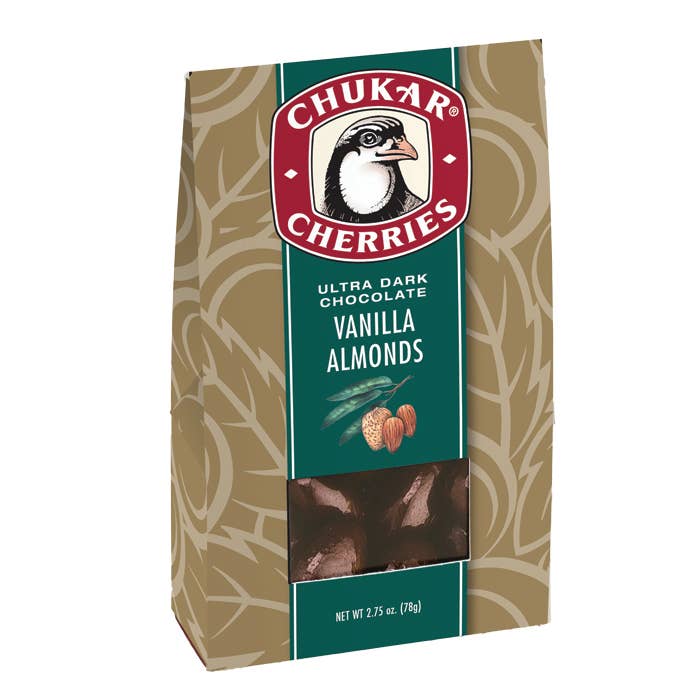 2.75 oz Vanilla Almonds - Ultra Dark Chocolate Box