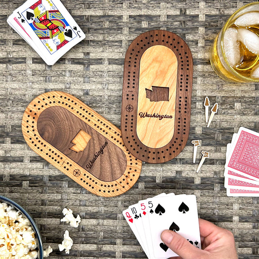 Washington Mini Travel Cribbage Board & Custom Pegs