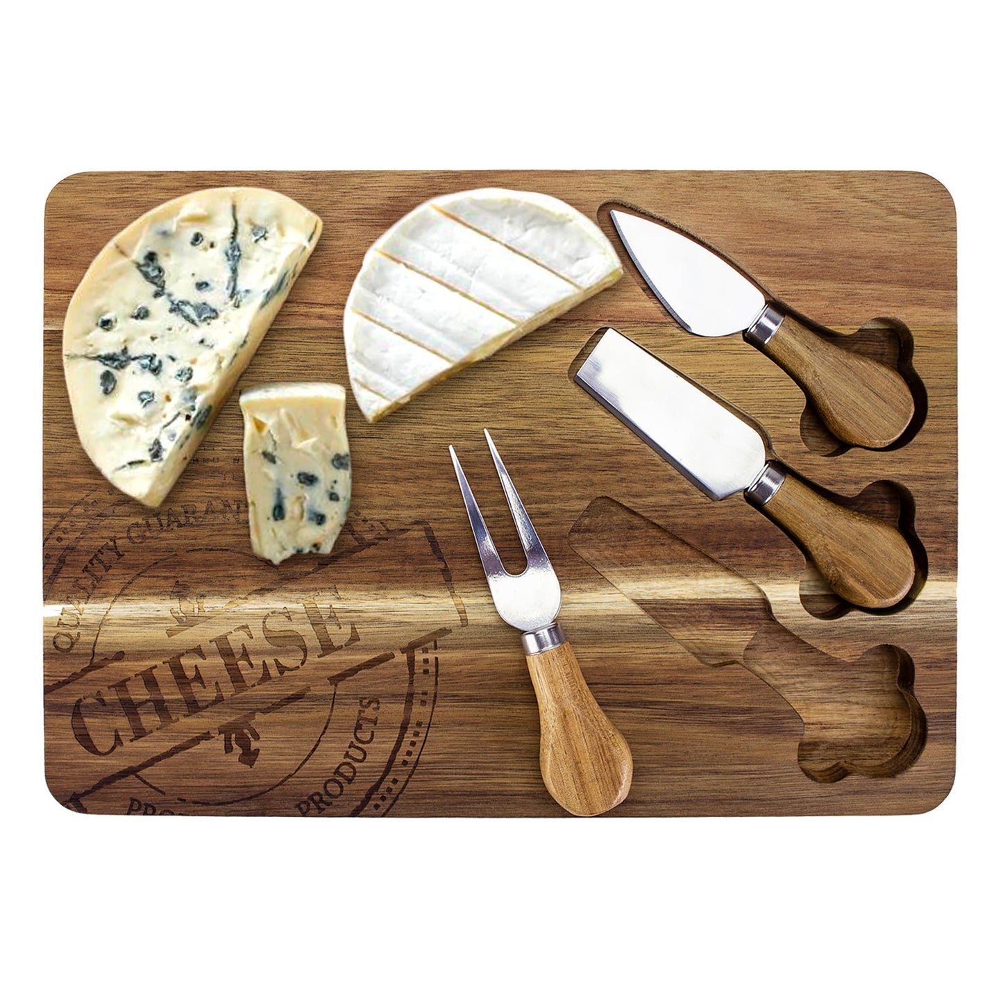 4-Pc. Acacia Wood Cheese Board & Cheese Tool Set