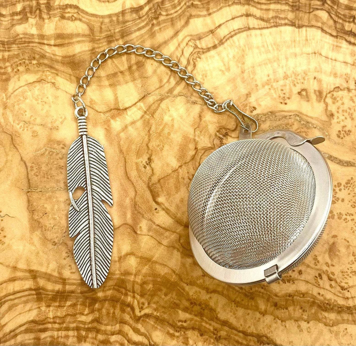 Loose Leaf Tea Infuser, Feather Charm Ball, Tea Lover Gift