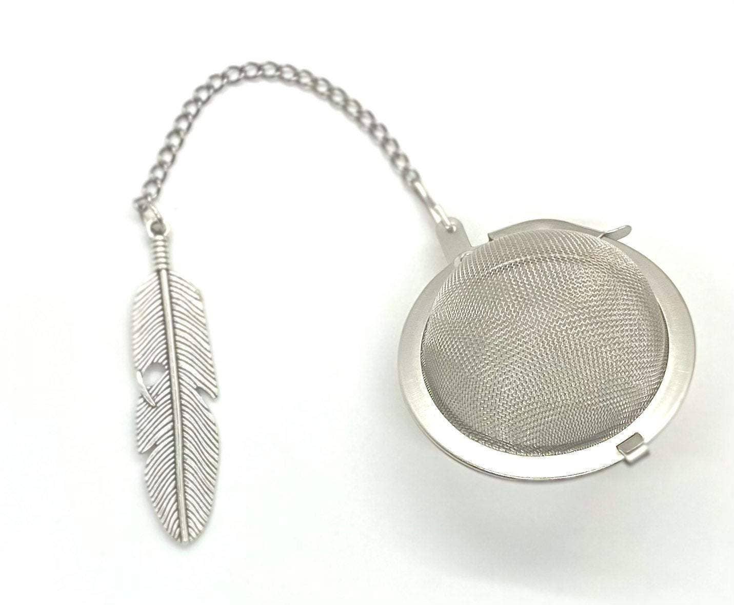 Loose Leaf Tea Infuser, Feather Charm Ball, Tea Lover Gift