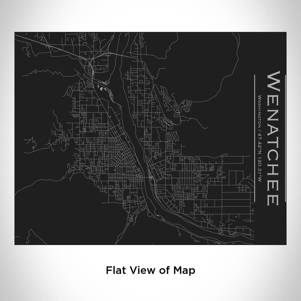 Wenatchee WA Map Bottle with Bamboo Top in Matte Black