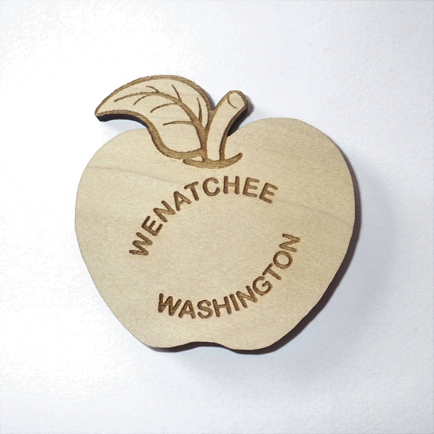 Apple Shaped Wenatchee WA Wood Magnet