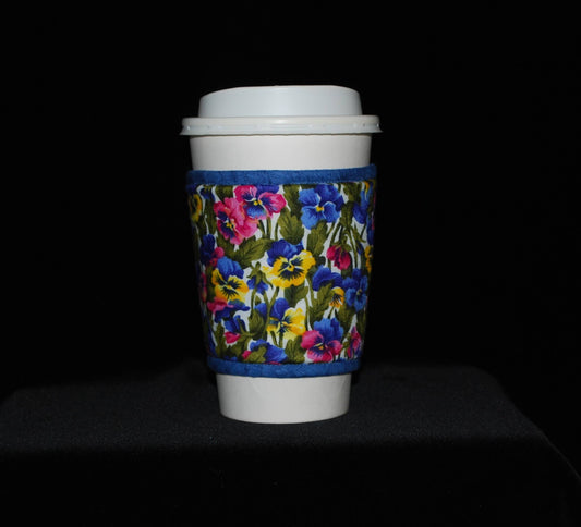 Cup Cozee - Pansies (Blue/Pink/Yellow Tones)