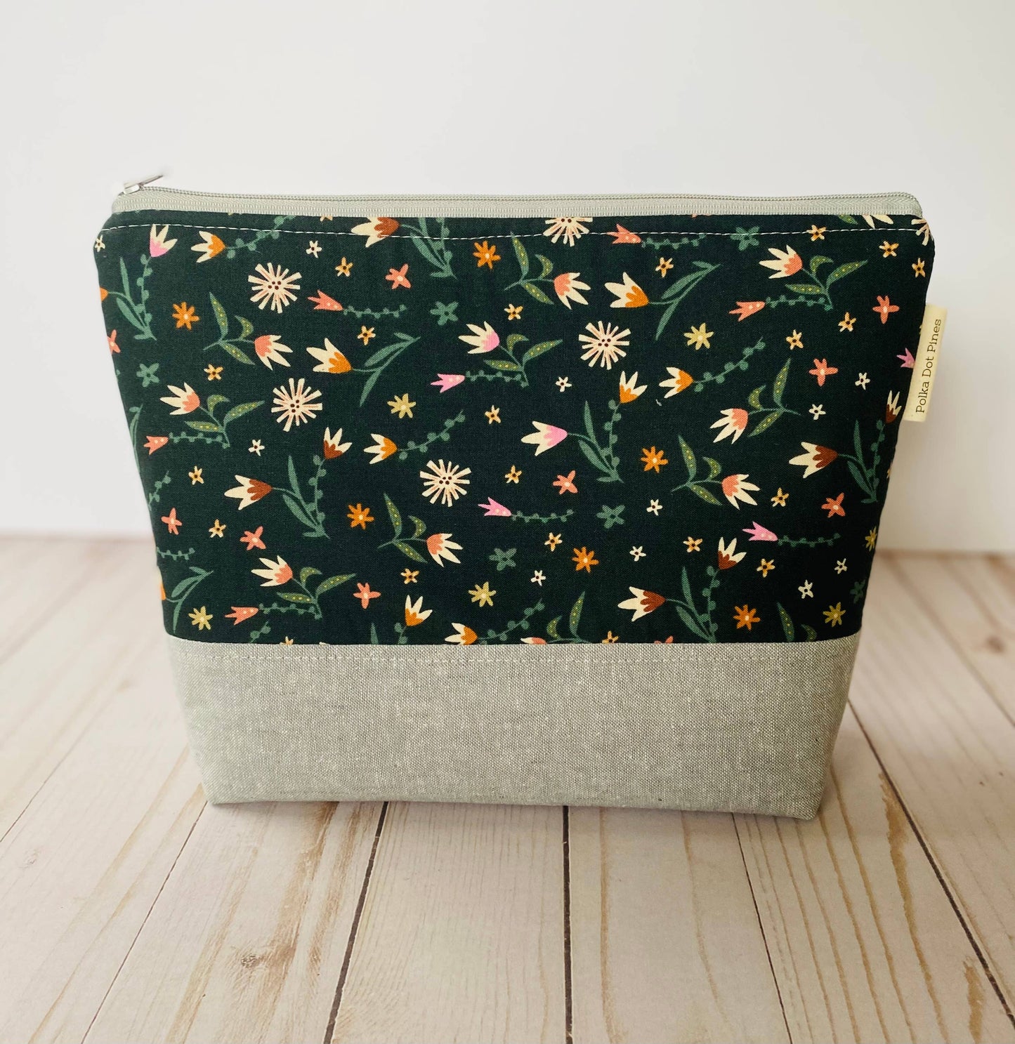 Green Floral Large Pouch
