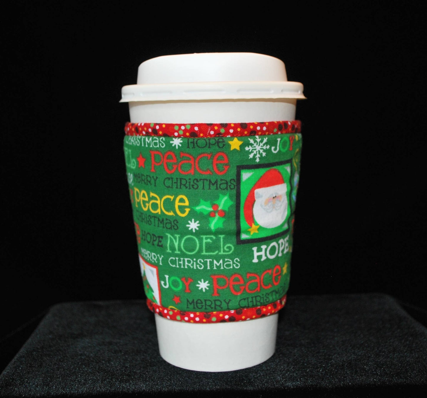 Cup Cozee - Christmas Words On Medium Green
