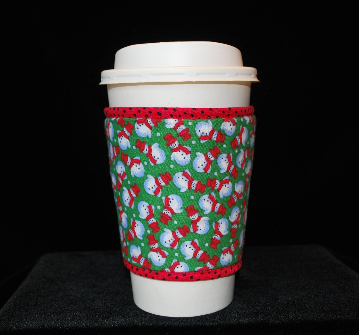 Cup Cozee - Tossed Mini Snowmen On Green