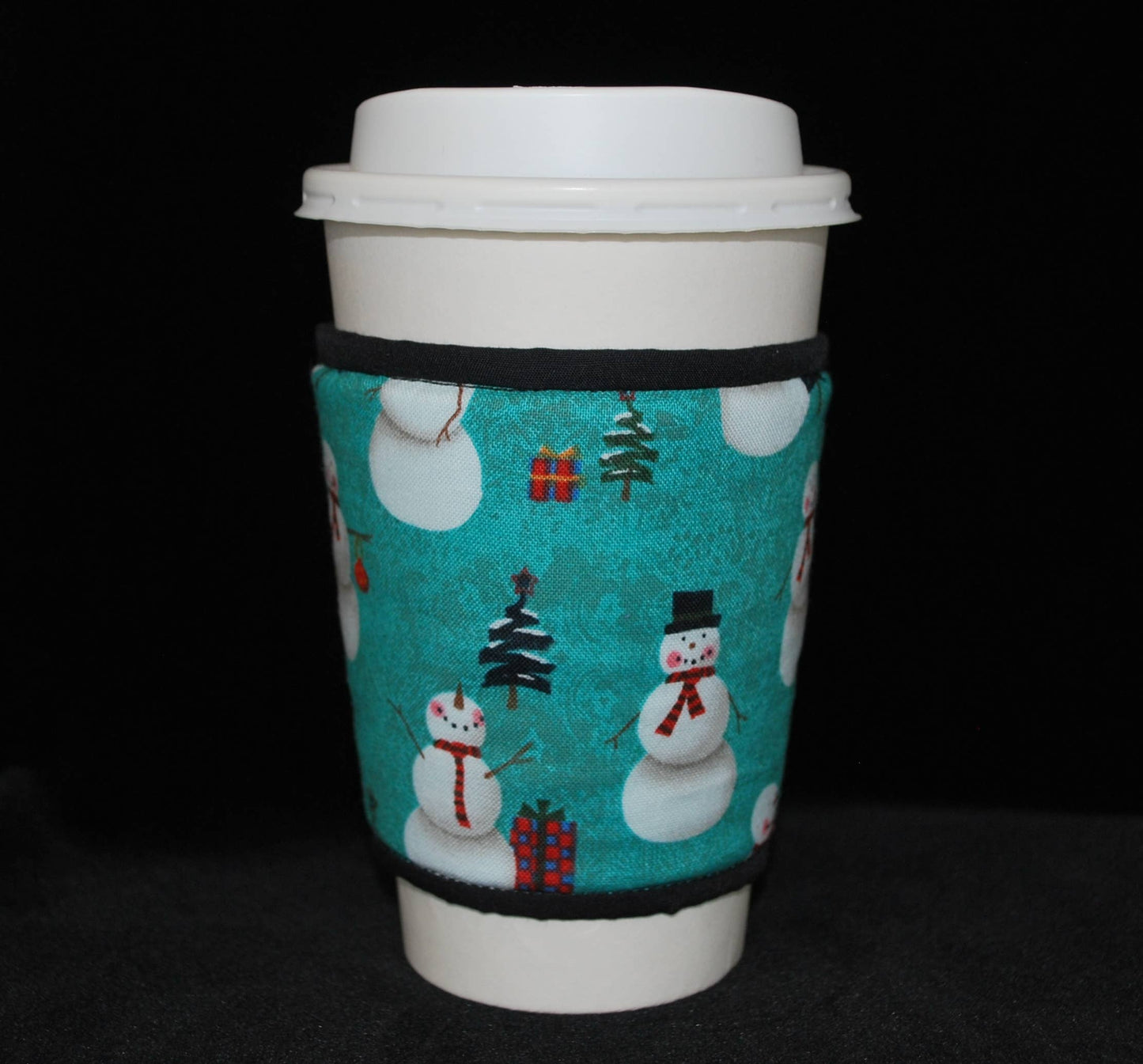 Cup Cozee - Snowmen & Trees On Teal