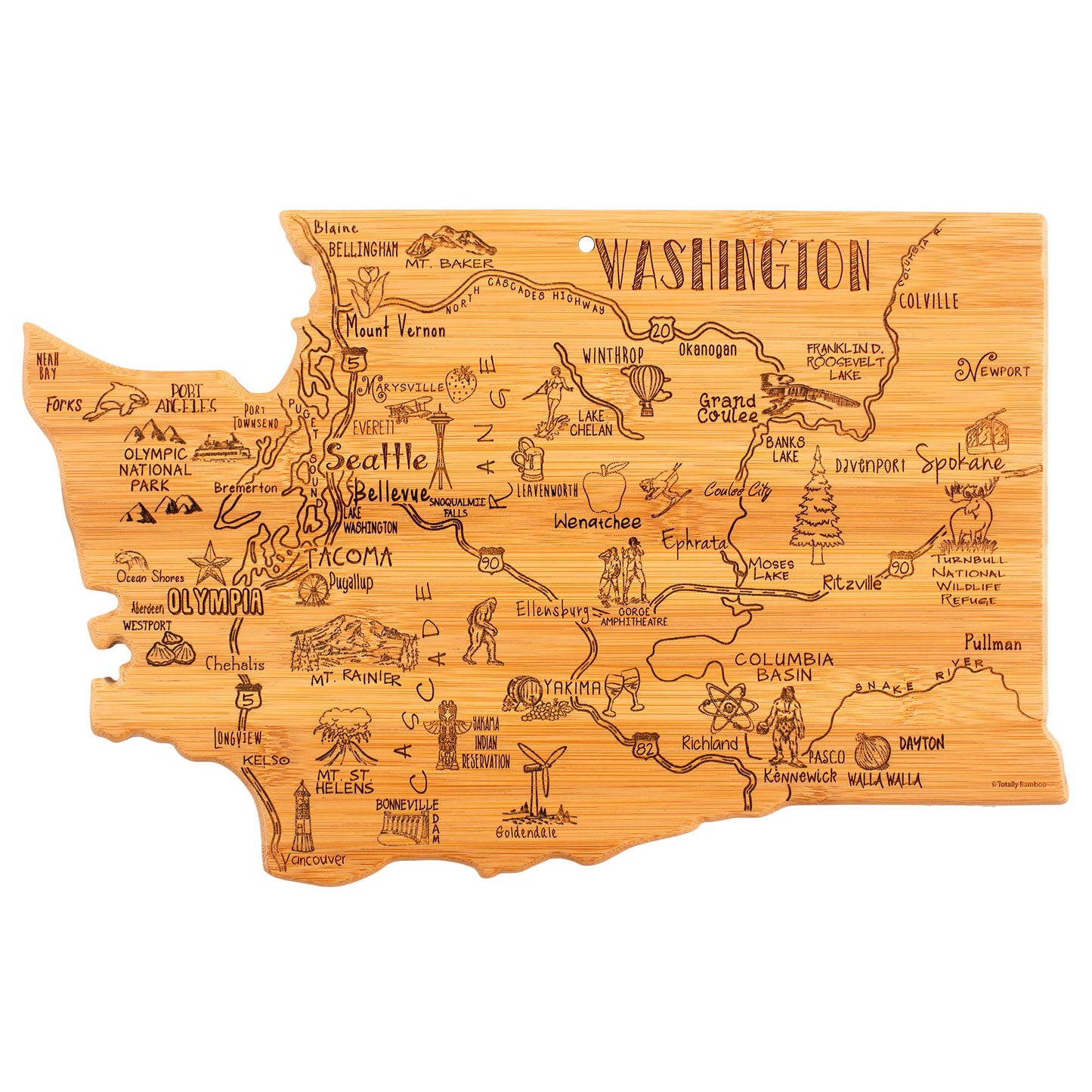 Destination Washington State-Shaped Serving & Cutting Board